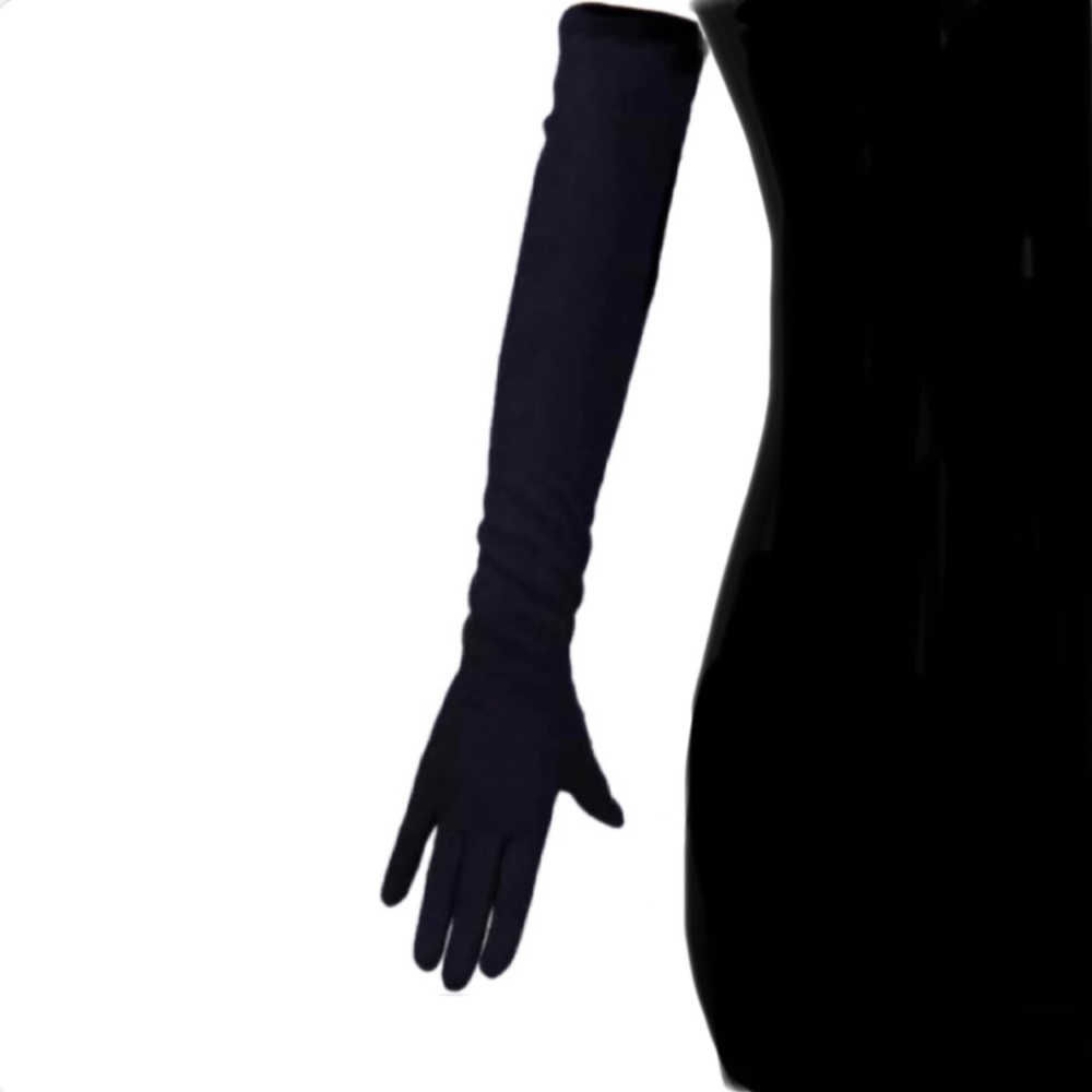 24” Long Luxury Cashmere Merino Wool Glove Classic Black Opera Winter Warm Glove - Picture 6 of 8